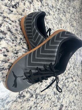 Puma Black and Gray Chevron Indoor Soccer Sneakers